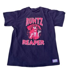 Black and Red Short Sleeve Tee with Graphic Design